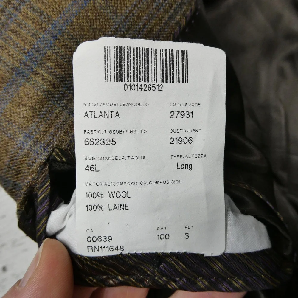 Linea Blazer Mens 46L Long Brown Plaid Wool Tweed Sport Coat Jacket Canada